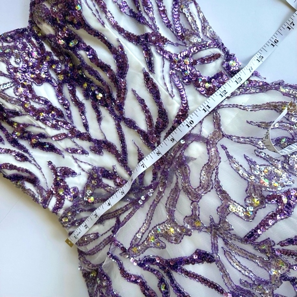 NWT Tiffany Designs 61113 Butterfly Beaded Sequin White Ivory Purple Dress 6 - Picture 14 of 15